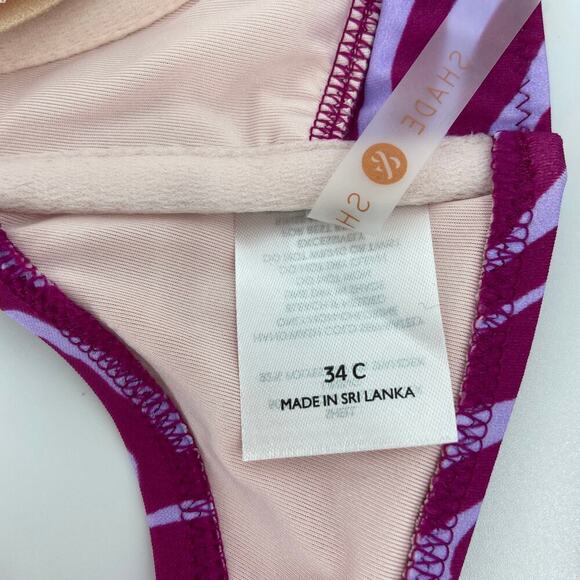 Shade & Shore Bikini Top Size 34C Fuchsia Pink Animal Print Underwire Padded - Picture 8 of 9